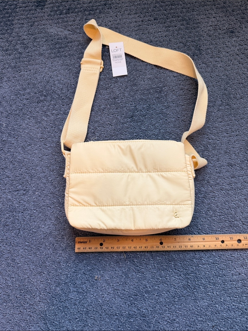 LOFT Light Yellow Quilted Crossbody Bag with Adjustable Strap